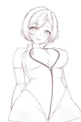 looking_at_viewer meiko meiko_(vocaloid) nipple_slip tagme unzipped unzipped_bodysuit