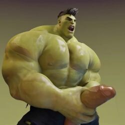1boy animated balls bara barazoku big_balls big_penis black_hair bonoimma both_hands_on_cock both_hands_on_penis green_body green_skin hulk jacking_off jerking jerking_off jerkingoff male male_only marvel marvel_rivals masturbating masturbation mp4 muscular muscular_male penis solo solo_male sound tagme video