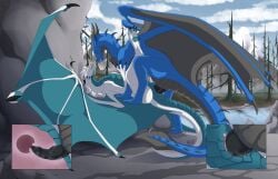 2019 5_toes absurd_res against_natural_surface against_surface anus artist_name back_wings bent_leg black_body black_claws black_countershading black_horn black_membrane black_penis black_scales black_spikes blue_body blue_countershading blue_membrane blue_pawpads blue_scales cheek_horn claws cloud countershade_neck countershade_tail countershade_torso countershading curved_tail cutaway dated day detailed_background digital_media_(artwork) dragon duo endermoonfur erection european_mythology feet female female_feral female_on_bottom female_penetrated feral feral_on_feral feral_penetrated feral_penetrating feral_penetrating_feral foot_on_wing from_front_position fur genitals head_horn head_spikes hi_res horn internal internal_vaginal intraspecies kealyth knot looking_at_another looking_at_partner lying male male/female male_feral male_on_top male_penetrating male_penetrating_female mane membrane_(anatomy) membranous_wings mythological_creature mythological_scalie mythology nature neck_spikes on_back on_bottom on_top open_mouth outside outside_sex pawpads penetration penile penile_penetration penis penis_in_vagina plant raised_leg reverse_countershading ridged_penis river rock scales scalie sex sky spiked_tail spikes spikes_(anatomy) spread_wings syrazor tail text toes touching_shoulder tree uterus vaginal_penetration vaginal_penetration ventral_scales wavy_horn western_dragon white_body white_fur white_mane wing_claws winged_dragon wings