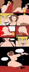 2girls armpits ass bed blonde_hair breasts brown chubby clothing comic comic_page curvy drakk0v enormous fat female figure focus giant grin hair hairy hairyhairy hard himiko_toga hips huge male ochako_uraraka peek pubes pubic pussy round sex sheet short thick thighs unshaved voluptuous wide yellow