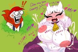 1boy 1girls belly big_breasts big_penis blush bone bouncing_breasts breasts cowgirl_position curvy dick embarrassed farm farm_sans farmer farmtale female goat green_penis hidden large_breasts legs looking_at_viewer looking_pleasured male mature mature_female milf milk milking nipples open_legs oral papyrus penis pleasure_face pussy skeleton toriel vagina vaginal_penetration vaginal_sex