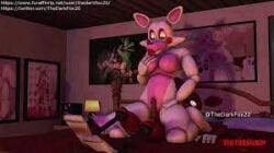 3d bed breasts fangle female five_nights_at_freddy's fox fox_girl foxy_(fnaf) male male/female mangle_(fnaf) naked