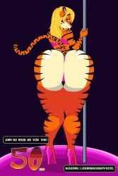 animated furry gekkowizard high_heels huge_ass pixel_art pole tagme tiger tiger_girl twerking video