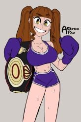 1female 1girls 2024 asketchpad belly belly_button big_boobies big_breasts big_breasts big_breasts big_titties boobs_bigger_than_head boobs_bigger_than_torso boxing boxing_gloves boxing_gloves_only boxing_shorts boxing_trunks breasts breasts_bigger_than_head breasts_bigger_than_torso brown_hair brown_hair_female championship_belt cleavage color colored colored_sketch commission commission_art curly_hair digital_art digital_drawing digital_drawing_(artwork) digital_media digital_media_(artwork) digital_painting digital_painting_(artwork) eyebrows_raised female female_focus female_human female_only female_solo grey_background holding holding_object huge_boobies huge_boobs huge_breasts huge_breasts huge_titties looking_at_viewer looking_pleasured navel original original_character purple_boxing_gloves shorts shortstack sketch smile smiley_face smiling smiling_at_viewer solo solo_female solo_focus sports sports_bra sports_shorts sports_uniform sportswear sweat sweatdrop sweating sweaty sweaty_body sweaty_breasts sweaty_legs sweaty_thighs thigh_gap thigh_highs thighhighs thighs title_belt tits_bigger_than_head twintails yellow_eyes yellow_eyes_female youngtrigga95