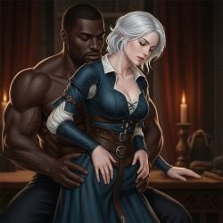 ai_generated ciri dark-skinned_male interracial the_witcher_3:_wild_hunt