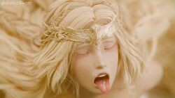 1boy 3d blender blonde_hair closed_eyes cum cum_on_face cum_on_hair cum_on_tongue desess3intes elden_ring femboy fromsoftware long_hair miquella miquella_the_kind solo tagme tiara twink yaoi yellow_eyesb