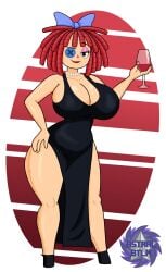 1girls 2025 artist_logo artist_name ass astralbtlm bead_necklace beads big_ass big_breasts black_dress bow bow_in_hair breasts button button_eye clothed clothed_female clothing doll doll_girl dress drinking_glass english english_text female female_focus female_only fully_clothed fully_clothed_female glass glitch_productions hand_on_hip huge_breasts light-skinned_female light_skin mafia ragatha_(the_amazing_digital_circus) red_hair red_hair_female redhead_female solo solo_female solo_focus stitch_(sewing) stitched_leg stitches stubby_feet text the_amazing_digital_circus thick_thighs thighs