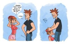 au_(artist) bike_helmet blowjob boli-blog brown_hair erect_nipples erect_penis forced_oral nipples_visible_through_clothing