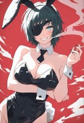 1girls ai_generated black_bunnysuit bunnysuit chainsaw_man eyepatch himeno_(chainsaw_man) lambda_delta solo