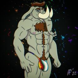1:1 2022 abs anthro balls_outline biped blue_eyes body_hair brown_chest_hair brown_eyebrows brown_hair bulge chest_hair clothed clothing detailed_bulge digital_drawing_(artwork) digital_media_(artwork) elephant elephantid eyebrows fabfelipe genital_outline grey_body grey_skin hair hi_res lgbt_pride lgbt_pride_month looking_at_viewer male mammal muscular muscular_anthro muscular_male navel nipples pecs penis_outline pink_nipples pinup pose pride_color_clothing pride_colors proboscidean proboscis_(anatomy) solo thong thong_only topless topless_anthro topless_male trunk_(anatomy) tusks underwear underwear_only