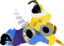 all_fours anal anal_bead_pull anal_beads anal_beads_in_ass anal_sex anal_storage antennae_(anatomy) anthro arthropod arthropod_abdomen bee blush bottomless can_in_ass cavity_storage clothed clothing dominant dominant_female duo female genitals hi_res honeypot_(tf2_demo_2004) hoodie hoodie_only hybrid hymenopteran insects machine male male/female object_in_ass onomatopoeia penetration protogen sex_toy sex_toy_in_ass sex_toy_insertion size_difference sound_effects spiral_eyes stickerboard_(tf2_demo_2004) text tf2_demo_2004 topwear topwear_only vulva