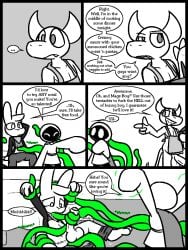 2025 2_horns anal anal_sex anthro anthro_penetrated apron apron_only bed bodily_fluids claws clothing comic demon dialogue drooling ellipsis english_text erection finger_claws foreskin furniture genitals greyscale hand_behind_head horn humanoid_genitalia humanoid_penis inside lagomorph leo_the_magician leporid long_sleeves looking_down magic male male_penetrated mammal monochrome mouthless no_pupils onomatopoeia oral oral_penetration penetration penis profanity rabbit raised_arms saliva sex shadow_creature sitting sound_effects speech_bubble tentacle tentacle_in_ass tentacle_in_clothing tentacle_in_mouth tentacle_penetration tentacle_sex tentaclejob text to-be-named-later ultilix wes_(ultilix)