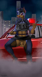 1futa animal_genitalia anthro balls breasts canine canine_penis car clothed clothing curvy doberman flaccid fog furry futa_only futanari intersex knot large_breasts legwear mammal micro_tong night:patrol panties penis penis_under_clothes penis_under_skirt photoshop pinup police pose skirt skirt_lift stockings thespicypaprika vehicle