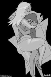 1boy 1boy1girl 1girls american_dad big_ass black_and_white cuddling face_in_breasts female francine_smith glasses heels incest large_ass legs madmark male milf monochrome mother mother_and_son panties son steve_smith thighs