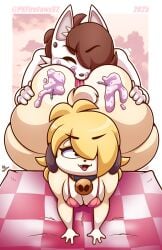 2025 4_fingers absurd_res anal anthro artist_name ass bedroom_eyes bent_over big_butt bikini bikini_top birthday birthday_candle blonde_hair border bottomless bottomless_anthro bottomless_male brown_hair canid canine canis clothed clothing collar connor_(cks_nsfw) cute_fangs digital_drawing_(artwork) digital_media_(artwork) domestic_dog duo eyebrows fangs femboy fingers floppy_ears frosting fur furniture hair hair_over_eye hand_on_butt hands_on_table hi_res huge_butt licking looking_pleasured male male/male male_rimming_male mammal narrowed_eyes niko_(pkfirefawx) one_eye_obstructed open_mouth oral picnic picnic_table pink_bikini_top pkfirefawx rimming seductive sex short_hair sky swimwear table tablecloth tail teeth text thick_thighs tongue tongue_out two-piece_swimsuit white_body white_border white_fur wide_hips wolf yellow_body yellow_fur