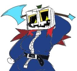 1girls 2025 axe big_breasts breasts cassie_rose_(mcsm) diamond_axe doggydoughz female female_only glowing_eyes holding_axe looking_at_viewer mask masked masked_female minecraft minecraft:_story_mode pumpkin red_hair the_white_pumpkin thighs twitter