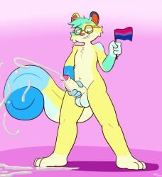 2025 5_fingers absurd_res anthro balls bisexual_pride_colors blue_balls blue_body blue_fur bodily_fluids buckteeth cheek_tuft chest_tuft clenched_teeth crotch_tuft cum cum_on_hand cum_on_penis cumshot ejaculation erection eyewear eyewear_only facial_tuft felino fingers flag flag_(object) fluffy fluffy_tail foreskin fur genital_fluids genitals glans glasses glasses_only gloves_(marking) green_eyes grin hair half-closed_eyes heterochromia hi_res holding_flag holding_object holding_penis humanoid_genitalia humanoid_penis lgbt_pride looking_down male mammal markings masturbation motion_lines narrowed_eyes nude orgasm penile penile_masturbation penis pink_background pink_glans pink_nose pride_colors purple_eyes raised_hand red_inner_ear retro_the_squirrel_(areretroshsl) rodent sciurid simple_background smile solo standing tail teal_body teal_fur teal_hair teeth throbbing throbbing_penis tree_squirrel tuft uncircumcised wearing_glasses yellow_balls yellow_body yellow_eyewear yellow_fur yellow_glasses yellow_penis
