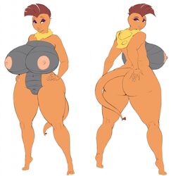 1girls anthro anthrofied areola ass big_ass big_breasts breasts deadpliss female female_only hand_on_ass hand_on_hip huge_ass huge_breasts ipan looking_at_viewer looking_back model_sheet navel nintendo nipples nude original_character pokemon pokemon_bw pokemorph pussy scraffie_(deadpliss) scrafty simple_background smile solo video_games white_background