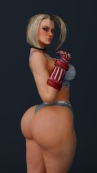 1girls 3d 3d_(artwork) armwear ass big_ass big_hips big_thighs bra bubble_butt cammy_white cpt-flapjack dat_ass female female_only high_resolution large_ass lieutenant_flapjack looking_at_viewer looking_back neckwear no_pants panties pantsless rear_view short_hair simple_background solo solo_female sports_bra sports_panties standing street_fighter street_fighter_6 thick_thighs thighs thong very_high_resolution