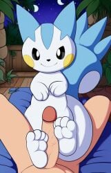 ai_generated feet foot_play footjob happy nintendo pachirisu pawjob paws pokemon pokemon_(species) pov trainer uncensored