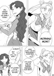 age_difference bishoujo_senshi_sailor_moon black_and_white comic english english_text ikuko_tsukino incest manga monochrome mother_and_daughter older_female older_female_and_younger_female sailor_moon tdf usagi_tsukino yuri