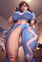 ai_generated cum cum_drip cum_on_body cum_on_breasts cum_on_face d.va enterprise_(azur_lane) futa_focus futa_only futanari huge_ass huge_breast huge_butt huge_cock overwatch pijama ra