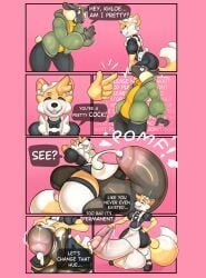 2_tails anthro attikipp balls begging big_balls big_penis bodily_fluids bovid canid canine caprine clothing cock_transformation color_change cum duo femboy forced forced_transformation foreskin fox genital_fluids genitals hi_res huge_balls huge_cock hyper hyper_balls hyper_genitalia hyper_penis identity_death instant_transformation khloe_prower maid_uniform male male/male mammal multi_tail penis permanent sheep tail transformation uniform