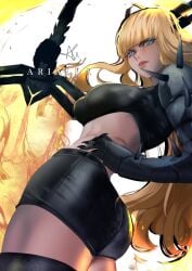 abs arialla_draws ass ass_focus big_ass blonde_hair female female_only looking_at_viewer low-angle_view magik_(illyana_rasputin) magik_(marvel_rivals) marvel marvel_rivals solo standing thick_thighs