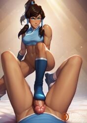 1boy 1girl1boy ai_generated avatar_legends dominant_female domination dominatrix female femdom femdomfantasyai korra nickelodeon nicktoons stepped_on stepping_on_penis stomping submissive_male the_legend_of_korra