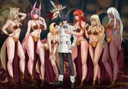 10:7 1boy 3_eyes 6+girls 7girls amenoosa arms_around_neck arms_around_partner atlus belly_dancer belly_dancer_outfit big_breasts blonde_female blonde_hair blue_hair breast_press breasts brigitta_(metaphor:_refantazio) brigitta_lycaon catherina_grann cosplay dark-skinned_female different_eye_color eiselin_hulkenberg elf_ears elf_female elf_girl eupha_(metaphor:_refantazio) fabienne_vulpes fairy fairy_wings female flustered_male fox_ears fox_girl fox_tail gallica harem harem_girl harem_outfit hulkenberg junah large_breasts long_hair male metaphor:_refantazio multi_eye multiple_girls one_boy pink_hair pointy_ears red_hair scantily_clad seductive_look seductive_smile slave_bikini slave_collar slave_leia_(cosplay) slave_outfit slavegirl star_wars taller_female taller_girl thick_ass thick_thighs white_hair will_(metaphor:_refantazio)