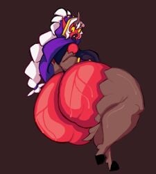 ass_bigger_than_head big_breasts big_lips brawl_stars demon_girl demon_willow_(brawl_stars) deskalewd hooves horn huge_ass leotard lipstick pear_shaped red_body supercell sweatdrop sweating thick_legs thick_thighs white_hair willow_(brawl_stars)