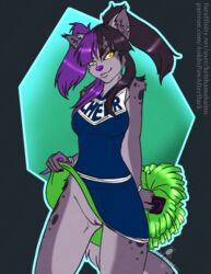 2017 canine cheerleader chihuahua colored_sketch condom female jewelry keisha_makainn mammal piercing purple_hair pussy solo tied_hair twintails upskirt