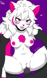 anthro breasts female fluffy fromw1njer genitals hair hi_res male male/female nipples paws pink_body pink_ears pink_eyes pink_nipples pink_tail pussy slim solo tail white_body white_hair yoki_j_(yj)