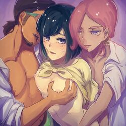 1girls 2017 2boys bare_chest beard black_hair blush bottomless breast_grab breasts brown_hair clothed_sex collared_shirt dark-skinned_male dark_skin erect_nipples eyelashes female game_freak glasses goatee groping group_sex human human_only ilima_(pokemon) kukui_(pokemon) mmf_threesome multiple_boys navel nintendo nipples no_bra open_mouth pink_hair pokemon pokemon_sm ponytail purple_eyes sedeto selene_(pokemon) sex shirt shirt_lift short_hair stomach straight sweat sweatdrop threesome tied_hair trial_captain unbuttoned upper_body upper_body


	1girls