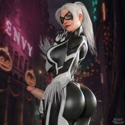 1futa 3d ass big_ass black_cat_(marvel) erection felicia_hardy futanari marvel nordfantasy penis solo spider-man_(series) white_hair