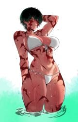 big_breasts bikini color color_edit colored fit_female jujutsu_kaisen masoq095 muscular_female solo solo_female solo_focus tagme thick_thighs water wet zenin_maki