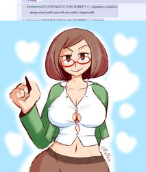 cleavage clothing fupoo glasses huge_breasts nikki_(swapnote) nintendo swapnote