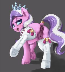 1girls 2017 anatomically_correct anatomically_correct_pussy animal_ears animal_genitalia animal_pussy anus ass big_ass big_butt blush butt clothing dat_ass datflank diamond_tiara_(mlp) earth_pony equine equine_pussy eyelashes female female_only feral friendship_is_magic fur grey_background hair hasbro hi_res hooves horse legwear long_hair long_tail looking_at_viewer mammal mane mare multicolored_hair multicolored_mane multicolored_tail my_little_pony open_mouth open_smile pink_fur pony purple_hair pussy simple_background smile solo tail thick thick_ass thick_thighs two_tone_hair underhoof vagina white_hair wide_hips