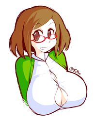 cleavage clothing fupoo glasses huge_breasts nikki_(swapnote) nintendo swapnote