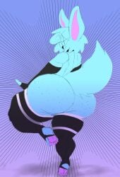 anthro arm_sleeves ass ass_bigger_than_head big_ass big_butt big_thighs bunny_ears busty busty_boy closed_eyes dog_tail fat_ass fat_butt feet foot_up freckles freckles_on_ass gradient gradient_background huge_ass huge_butt huge_thighs hybrid hyper large_ass large_butt large_thighs one_leg_up original_character smile smiling thick thick_ass thick_legs thick_thighs thighhighs thighs