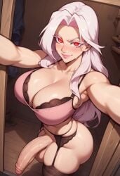 bikini bra cum cum_drip cum_on_body cum_on_breasts cum_on_face fishnets futa_focus futa_only futanari huge_ass huge_breast huge_butt huge_cock webtoon webtoon_waifu