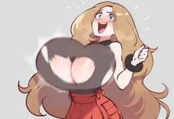 1girls ai_generated bouncing_breasts breasts_bigger_than_head bursting_breasts female huge_breasts large_breasts mullon novelai open_mouth pokemon pokemon_xy serena_(pokemon) solo top_heavy torn_clothes