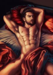 bed_sheets bedroom final_fantasy final_fantasy_xv male male_only nude nyx_ulric