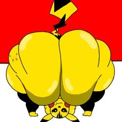 1girls anthro anthro_only ass_focus chubby_female furry generation_1_pokemon hyper_ass mouse original_character pikachu pokemon pokemon_(species) presenting_ass shortstack smug twerking