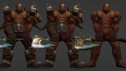 abs arm_tattoo axe battle_axe blizzard_entertainment chest_tattoo clothed clothing fangs flaccid garrosh_hellscream genitals hi_res humanoid humanoid_pointy_ears male mrkipler muscular muscular_humanoid muscular_male navel not_furry nude orc partially_clothed pecs penis pointy_ears tagme tattoo teeth warcraft world_of_warcraft