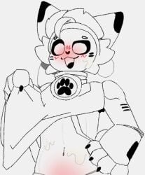 ambiguous_gender apron apron_aside apron_lift apron_only bodily_fluids clothed clothing clothing_lift cum cum_drip cum_on_face dripping genital_fluids kerfus lucesi lutheshinything machine male robot solo