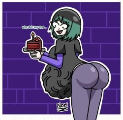 big_ass big_breasts cake clothed fetal_movement green_hair movement ninja_nori pregnant pregnant_belly pregnant_female super_belly