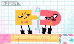 2017 animated artist_name blush blush_stickers blushing boots bowtie clip_(snipperclips) gif loulouvz no_outlines ruler snip_(snipperclips) snipperclips tagme