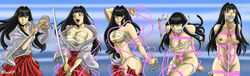 black_eyes black_hair blackprof bondage cloth_gag gag gagged kimono kinbaku long_hair love_hina motoko_aoyama nipples panties restrained rope sarashi sequence stripped sword weapon white_panties