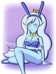 1girls adventure_time blue_skin breasts bunnysuit female female_only ice_queen_(adventure_time) large_breasts mrcrabx10 rule_63 solo solo_female white_hair